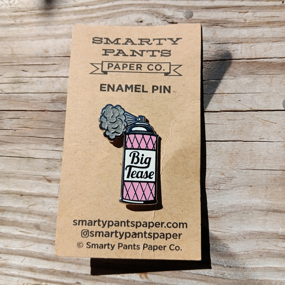 BIG TEASE Hair Spray Can Enamel Pin Smarty Pants Paper Co. NWT